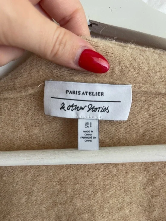 & Other Stories Alpaca Blend V-Neck Cardigan Scandi capsule wardrobe chic Size S - Picture 5 of 15